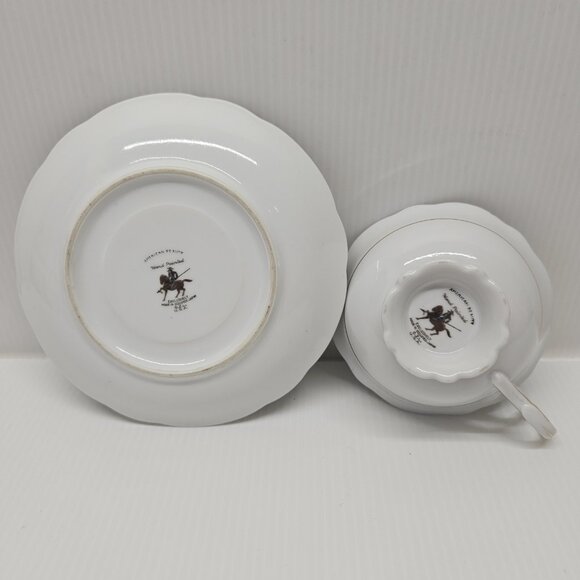 Cabbage Rose Black Hand Painted Teacup and Saucer American Beauty Occupied Japan - Picture 3 of 7